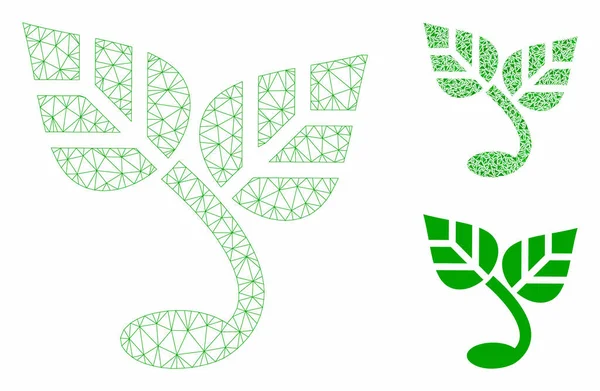 Filiz Vektör Örgü 2d Model ve Üçgen Mozaik Simgesi