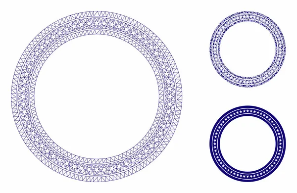 星形圆帧矢量网格网格保存模型和三角形马赛克图标 — 图库矢量图片