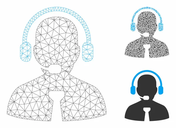 Destek Yöneticisi Vektör Örgü 2d Model ve Üçgen Mozaik Simgesi