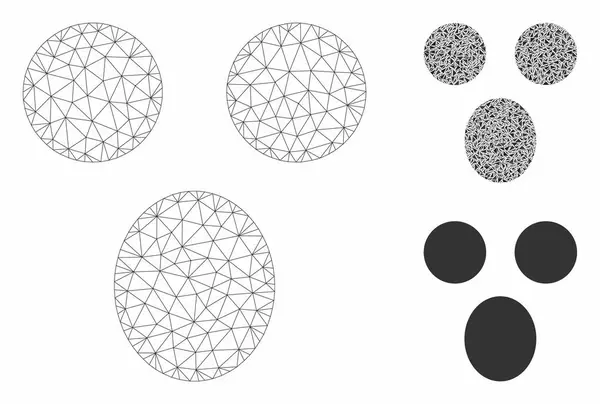 Surprized Smiley Vektör Örgü Karkas Modeli ve Üçgen Mozaik Simgesi