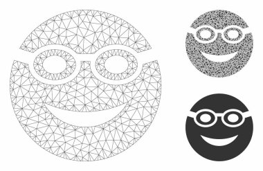 Yüzücü Smiley Vektör Mesh 2d Model ve Üçgen Mozaik Simgesi