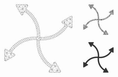 Girdap Oklar Vektör Örgü Karkas Modeli ve Üçgen Mozaik Simgesi