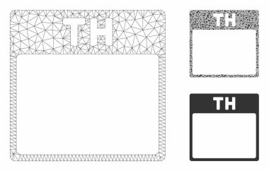 Perşembe Takvim Sayfası Vektör Örgü 2d Model ve Üçgen Mozaik Simgesi