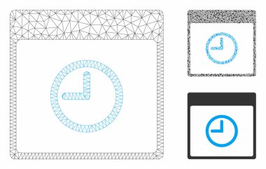 Zaman Takvimi Sayfa Vektör Örgü Karkas Modeli ve Üçgen Mozaik Simgesi