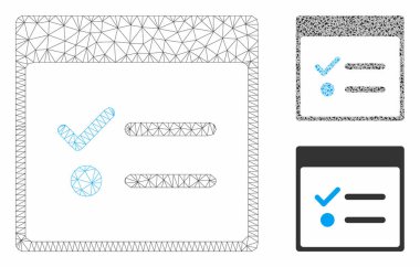 Todo Öğeleri Takvim Sayfası Vektör Örgü Ağ Modeli ve Üçgen Mozaik Simgesi