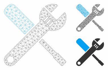 Araçlar vektör mesh ağ modeli ve üçgen mozaik simge