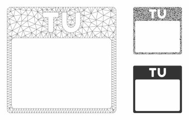 Salı Takvim Sayfası Vektör Örgü 2d Model ve Üçgen Mozaik Simgesi