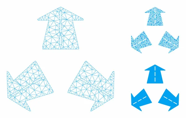 Üç Yol Yönleri Vektör Örgü Ağ Modeli ve Üçgen Mozaik Simgesi