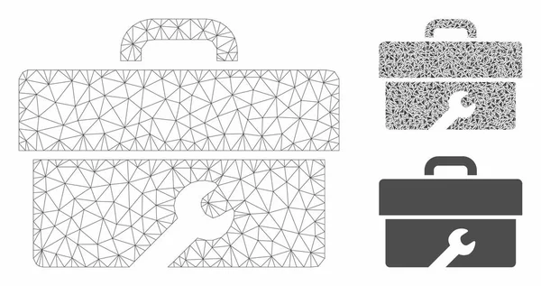 Boîte à outils Modèle de carcasse de maille vectorielle et icône de mosaïque de triangle — Image vectorielle