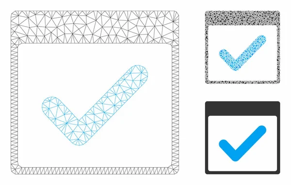 Gültiger Tag Kalenderseite Vektor Mesh 2d Modell und Dreieck Mosaik-Symbol — Stockvektor