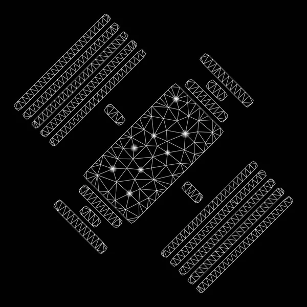 Estação Espacial de Carcaça de Malha Brilhante com Lugares de Luz —  Vetores de Stock