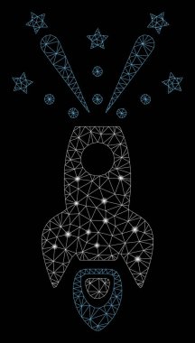 Işık Noktalar ile Parlak Mesh 2d Uzay Roket Boom