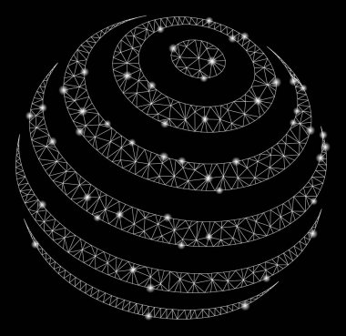 Işık Lekeleri ile Parlak Örgü Ağ Çizgili Soyut Küre