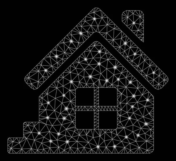 Φωτεινό πλέγμα 2D σπίτι βεράντα με Flare κηλίδες — Διανυσματικό Αρχείο