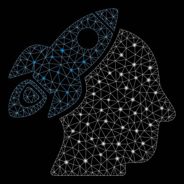 Işık Noktalar ile Parlak Örgü Karkas Uzay Roket Düşünme Kafası