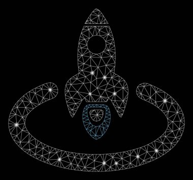 Işık Spotları ile Flare Örgü Tel Çerçeve Uzay Roket Fırlatma Alanı