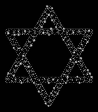 Flare Mesh Network Star of David with Flare Spots clipart