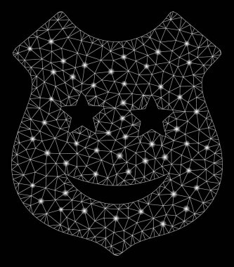 Işık Noktalar ile Parlak Örgü Ağ Smile Polis Kalkanı