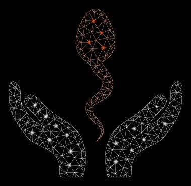 Işık Lekeleri ile Parlak Örgü Ağ Sperm Bakım Eller