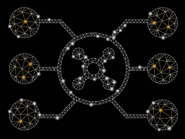 Circuito de Ruleta de Carcasa de Malla Brillante con Spots Flash — Vector de stock