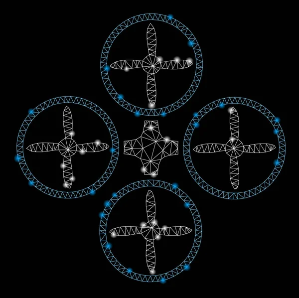 Flare mesh 2D Quadcopter met flare spots — Stockvector