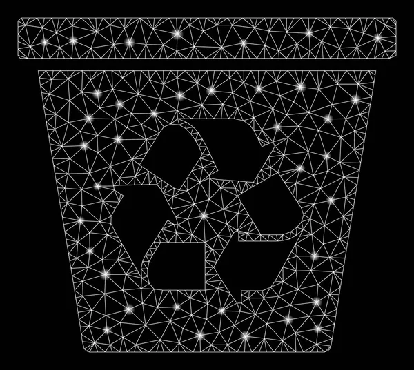 Glanzende mesh 2D recycle bin met lichtvlekken — Stockvector