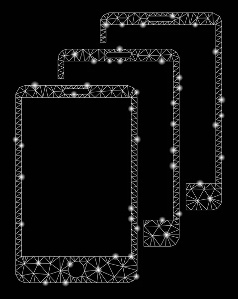 Smartphones con carcasa de malla brillante con puntos de llamarada — Archivo Imágenes Vectoriales