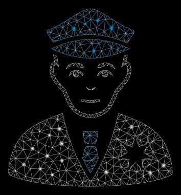 Flash Spotlar ile Parlak Örgü Ağ Polis