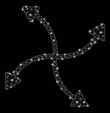 Parlama Noktalar ile Parlak Örgü Tel Çerçeve Girdap Oklar