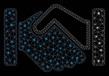 Işık Noktalar ile Parlak Örgü Tel Çerçeve El Sıkışma