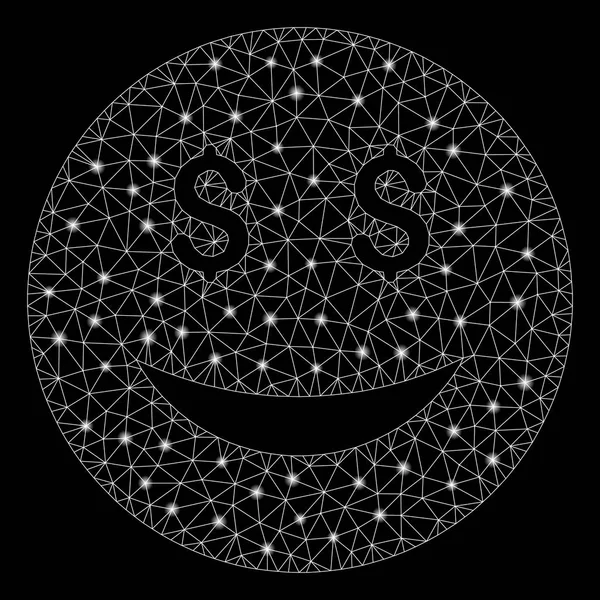 Flare Mesh Carcasse Luck Dollar Smiley avec des taches de lumière — Image vectorielle