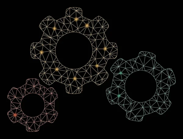 Flare mesh wire frame Gear systeem met Flash spots — Stockvector