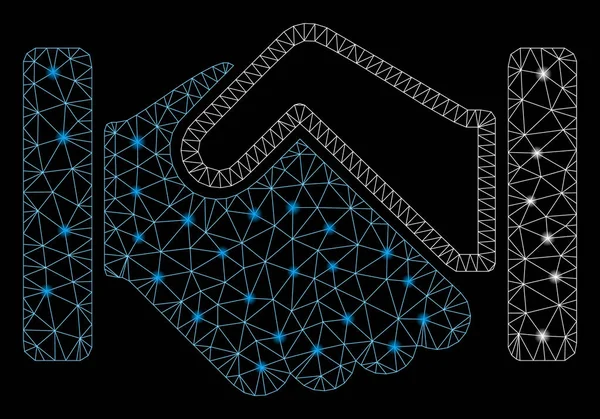 Işık Noktalar ile Parlak Örgü Tel Çerçeve El Sıkışma