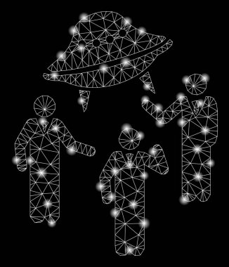 Flash Spotlar ile Parlayan Örgü Tel Çerçeve Ufo Tartışma