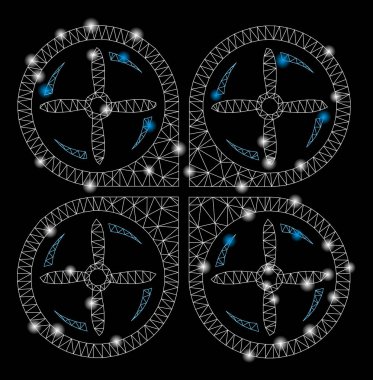 Flaş Spotları ile Flare Mesh 2d Quadrotor Vidalar Rotasyon