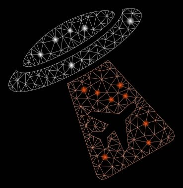 Flash Spotlar ile Parlayan Örgü Karkas Ufo Kaçırma Uçak