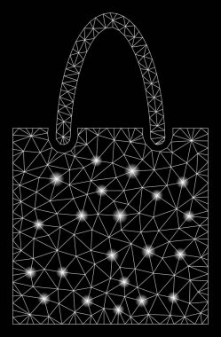 Parlama Noktalar ile Parlayan Örgü Tel Çerçeve Alışveriş Çantası