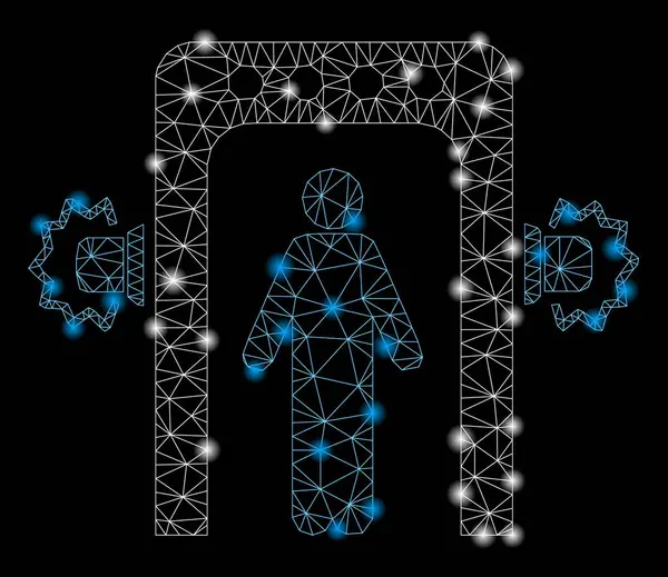 Glossy Mesh Wire Frame Passenger Screening with Flare Spots — Stock Vector