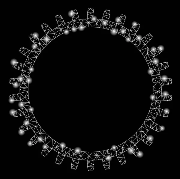 밝은 메쉬 네트워크 톱니 기어 와 라이트 스팟 — 스톡 벡터
