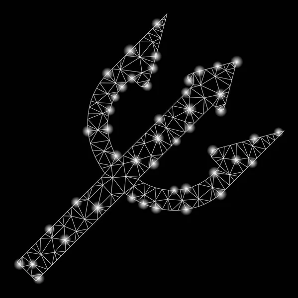Fourche Trident Glowing Mesh Network avec taches de fusée éclairante — Image vectorielle