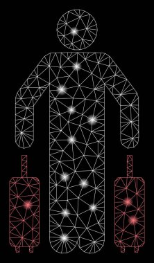 Işık Noktalar ile Parlak Örgü Ağ Yolcu Bagajı
