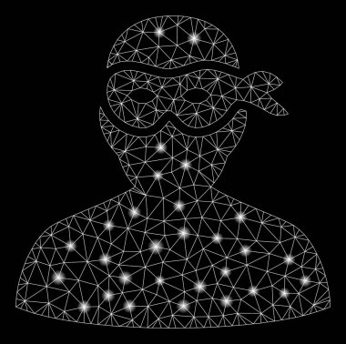 Flash Spotlu Parlak Örgü Karkas Maskeli Hırsız