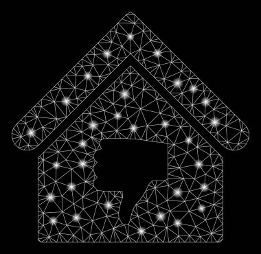 Işık Noktalar ile Parlak Örgü Tel Çerçeve Başparmak Aşağı Bina