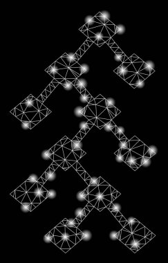 Parlama Noktalar ile Parlak Örgü Tel Çerçeve İkili Ağaç