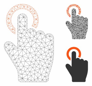 Dokunma Hareketi Vektör Örgü 2d Model ve Üçgen Mozaik Simgesi