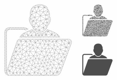 Kullanıcı Klasörü Vektör Örgü Tel Çerçeve Modeli ve Üçgen Mozaik Simgesi