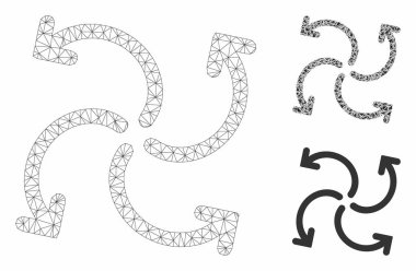 Türbin döndürme vektör Mesh 2D model ve üçgen mozaik simge