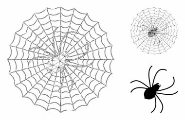 Örümcek Ağ Vektör Örgü Karkas Modeli ve Üçgen Mozaik Simgesi
