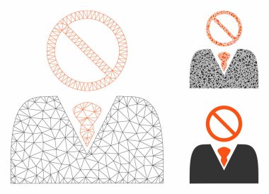 Bay No Vektör Örgü Ağ Modeli ve Üçgen Mozaik Simgesi