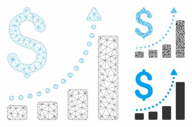 Satış Büyüme Vektör Mesh Ağ Modeli ve Üçgen Mozaik Simgesi